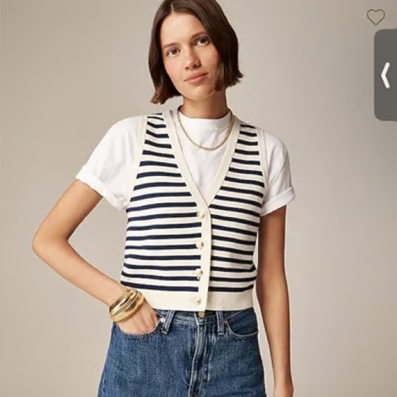 J. Crew Women's Emilie Striped V Neck Vest Black White Preppy Size Medium - Picture 6 of 6